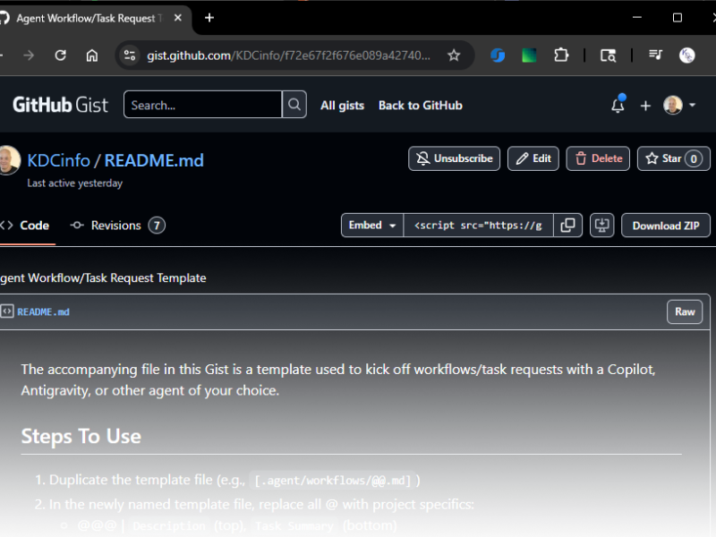 Gist: Agent Task Request Workflow Template
