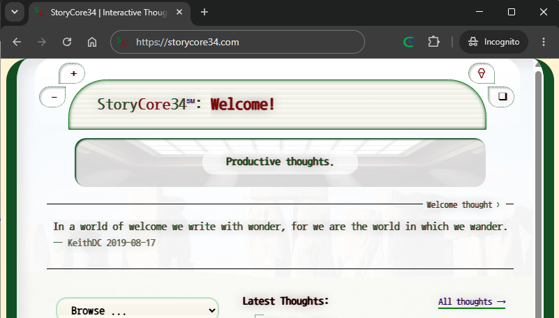 StoryCore34 Top of home page on 2026-08-27