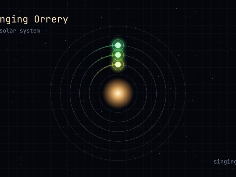 Full logo of site: singingorrery.com